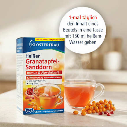 Heißer Granatapfel-Sanddorn Heißgetränk Beutel 10 St. Klosterfrau