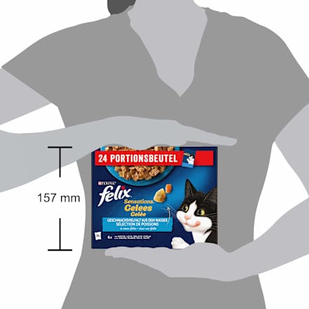 Nassfutter Katze, Sensations Gelée - Geschmacksvielfalt aus dem Wasser, Multipack (24x85  g) Felix