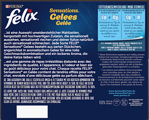 Nassfutter Katze, Sensations Gelée - Geschmacksvielfalt aus dem Wasser, Multipack (24x85  g) Felix