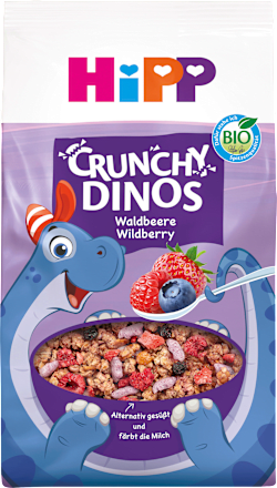 Kindermüsli Crunchy Dinos Waldbeere, ab 3 Jahren HiPP