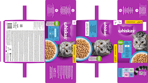 Nassfutter Katze Fischauswahl in Gelee, Multipack (24x85 g) Whiskas