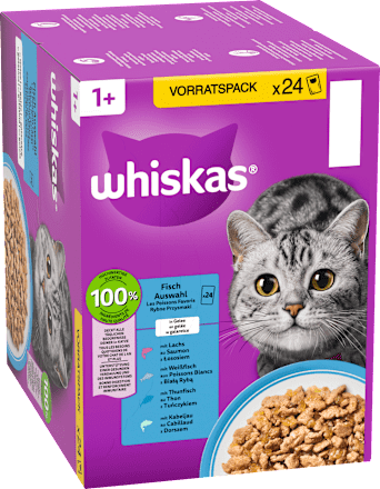 Nassfutter Katze Fischauswahl in Gelee, Multipack (24x85 g) Whiskas