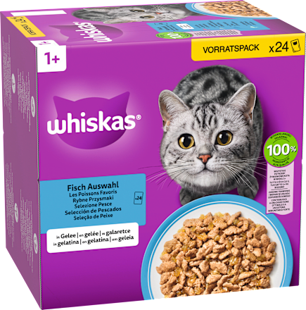 Nassfutter Katze Fischauswahl in Gelee, Multipack (24x85 g) Whiskas