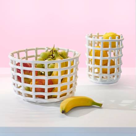 Korb aus Keramik für Obst/Brot, offwhite (23,5x13,5 cm) dm home