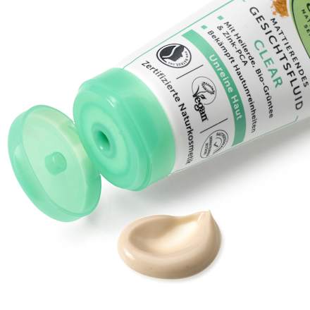 Mattító arclemosó fluid Clear - gyógyiszappal és zöld teával alverde NATURKOSMETIK