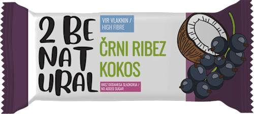 Bio ovsena ploščica črni ribez, kokos 2 BE NATURAL