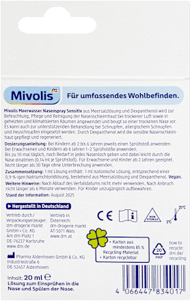 Meerwasser Nasenspray Sensitiv Mivolis