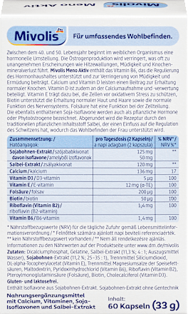 Étrend-kiegészítő Kapszula kalciummal, vitaminokkal, szójaizoflavonokkal és zsályakivonattal Mivolis