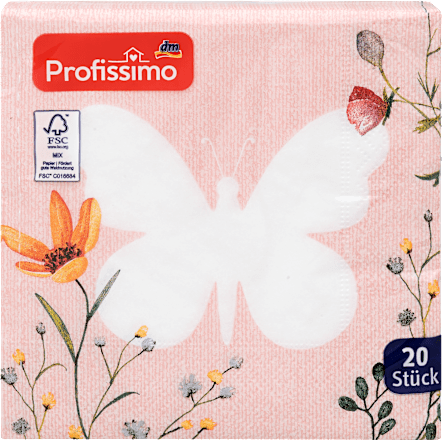 Papierové servítky Motýľ, 25  x 25 cm Profissimo