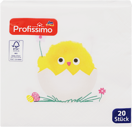 Салфетки Пиле в яйце, 3-пластови, 25 x 25 cm Profissimo