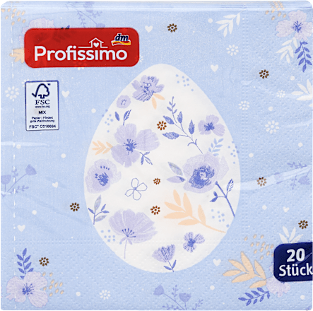 Ubrusi, 3-slojni, motiv pisanice s cvijećem 25 x 25 cm Profissimo