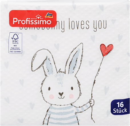Papierové servítky Somebunny loves you, 25 x 25 cm Profissimo