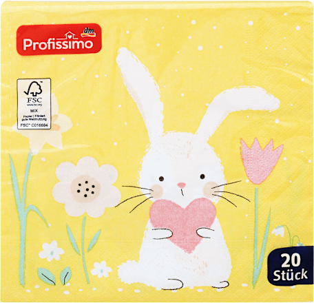 Papierové servítky Cute Bunny, 33 x 33 cm Profissimo
