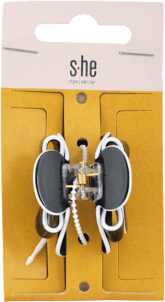 Štipec do vlasov s bielo-čiernou mašľou s-he stylecollection