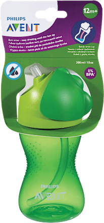 Lonček z gibljivo slamico - zelen, 12 m +, 300 ml PHILIPS AVENT