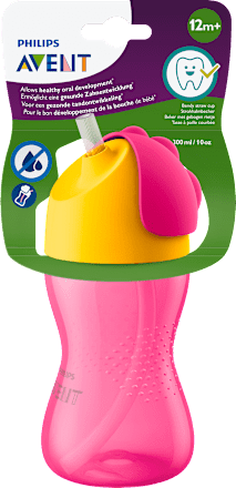 Lonček z gibljivo slamico - roza, 12 m +, 300 ml PHILIPS AVENT