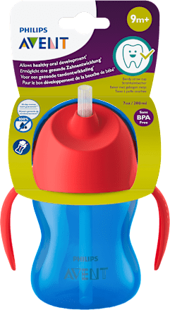 Lonček z gibljivo slamico, 9 m+, 200 ml, moder PHILIPS AVENT