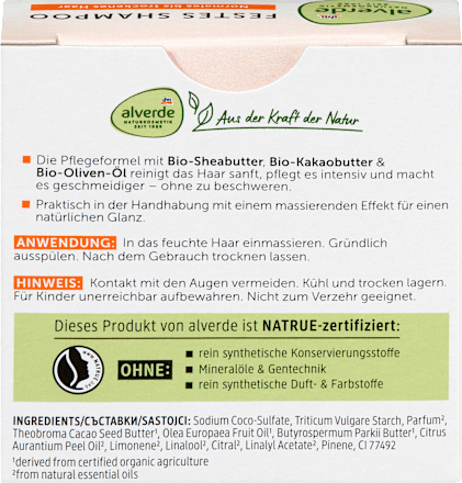Szampon w kostce, mandarynka alverde NATURKOSMETIK