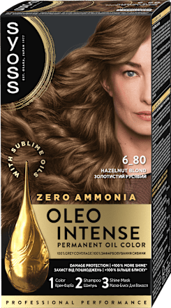 Tartós hajfesték, mogyoró szőke 6_80 Syoss Oleo Intense