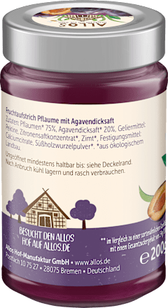 Fruchtaufstrich, Frucht Pur Pflaume 75% Frucht ALLOS