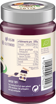 Fruchtaufstrich, Frucht Pur Pflaume 75% Frucht ALLOS