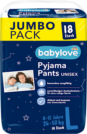 Pyjama Pants Unisex Gr. L 8-12 Jahre (24-50 kg), Jumbo Pack babylove