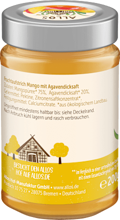Fruchtaufstrich, Frucht Pur Mango 75% Frucht ALLOS