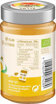 Fruchtaufstrich, Frucht Pur Mango 75% Frucht ALLOS