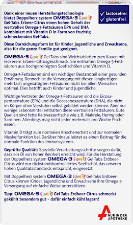 Doppelherz system Omega-3 family Gel-Tabs Erdbeer-Citrusgeschmack 60 St Doppelherz
