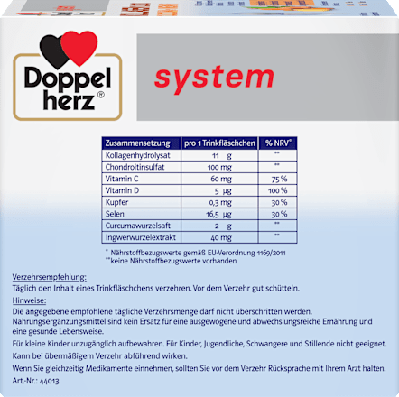 Doppelherz system Kollagen 11000 Curcuma + Ingwer Trinkfläschchen 30 St Doppelherz