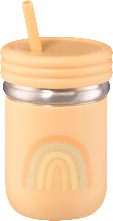 Trinkhalmbecher Edelstahl/Silikon apricot, 300 ml babylove