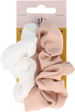 Скрънчи ластици за коса в бял и бежов цвят s-he stylecollection
