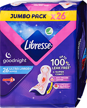 Éjszakai egészségügyi szárnyas betét Ultra Large+, jumbo pack Libresse