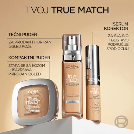 true match tečni puder – 1.D/1.W Golden Ivory L'ORÉAL PARiS