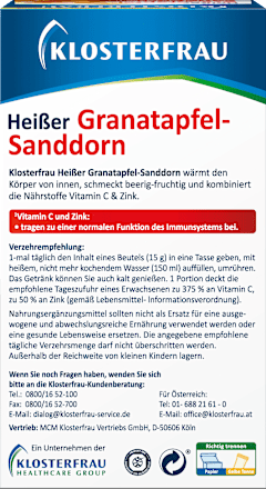 Heißer Granatapfel-Sanddorn Heißgetränk Beutel 10 St. Klosterfrau