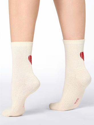 Crew Socken mit Herz-Motiv weiß Gr. 39-42 nur die