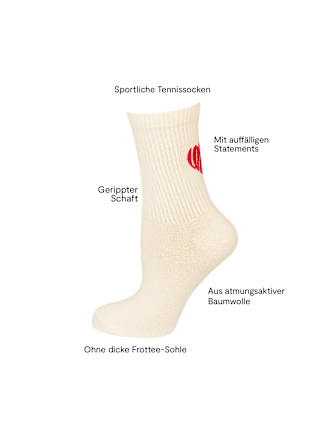 Crew Socken mit Herz-Motiv weiß Gr. 39-42 nur die