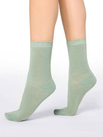 Socken mit Bambus-Viskose rosa + grün Gr. 35-38 nur die