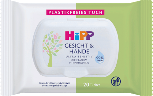Feuchttücher Gesicht & Hände Tücher, Reisegröße HiPP Babysanft