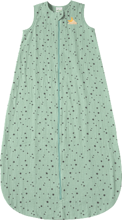 Schlafsack 1 TOG aus Musselin mit Stern-Muster, grün, 110 cm ALANA