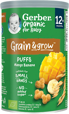 Bio banános mangós gabona snack, 12 hónapos kortól Gerber Organic