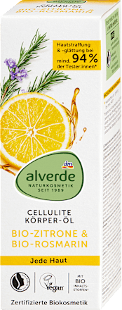 olej proti celulitidě s bio citronem a bio rozmarýnem alverde NATURKOSMETIK