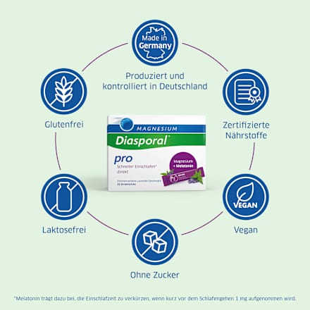 Magnesium-Diasporal Pro Schneller Einschlafen Direkt Direktgranulat, 30 Sticks Diasporal