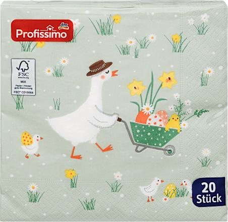 Ubrusi, 3-slojni, motiv patke, 33 x 33 cm Profissimo