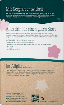 Anfangsmilch Pre von Geburt an Töpfer