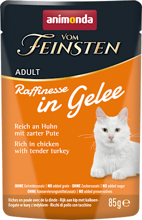 Nassfutter Katze reich an Huhn mit Pute, Raffinesse in Gelee  animonda VOM FEINSTEN