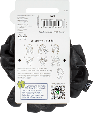 Locken-Tool dünn 3tlg, schwarz/creme ebelin