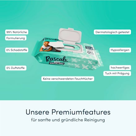 Feuchttücher Premium Sensitive (3x52 St) Rascals