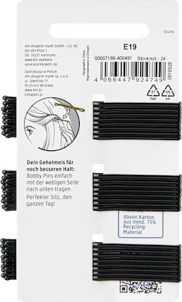 Haarschieber lang, schwarz ebelin