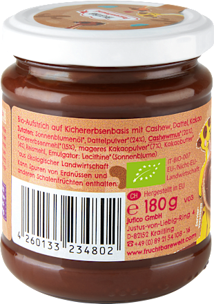 Brotaufstrich Kakao-Creme Cashew & Dattel , ab 3 Jahren FRUCHTBAR Pausenfreund
